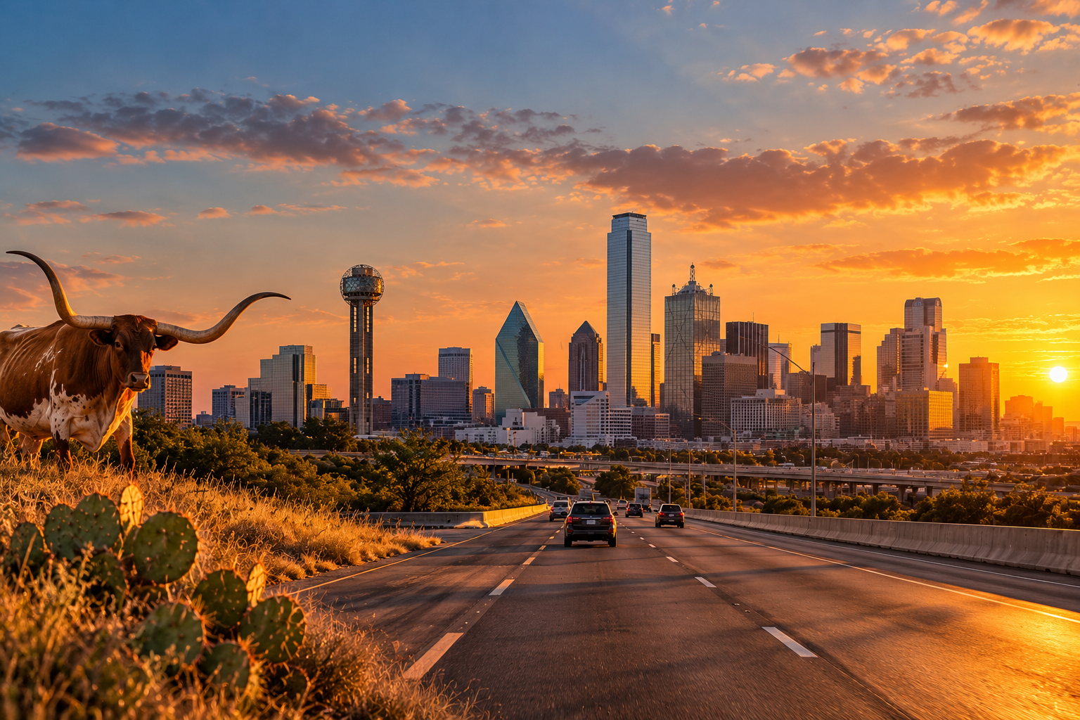 coucher de soleil texan vers dallas
