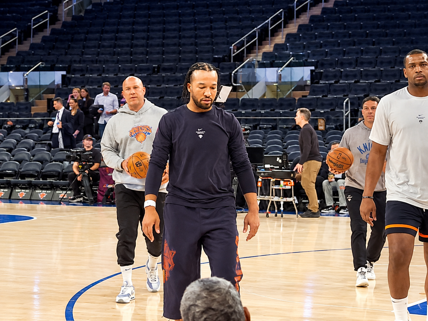 échauffement des knicks sur le parquet