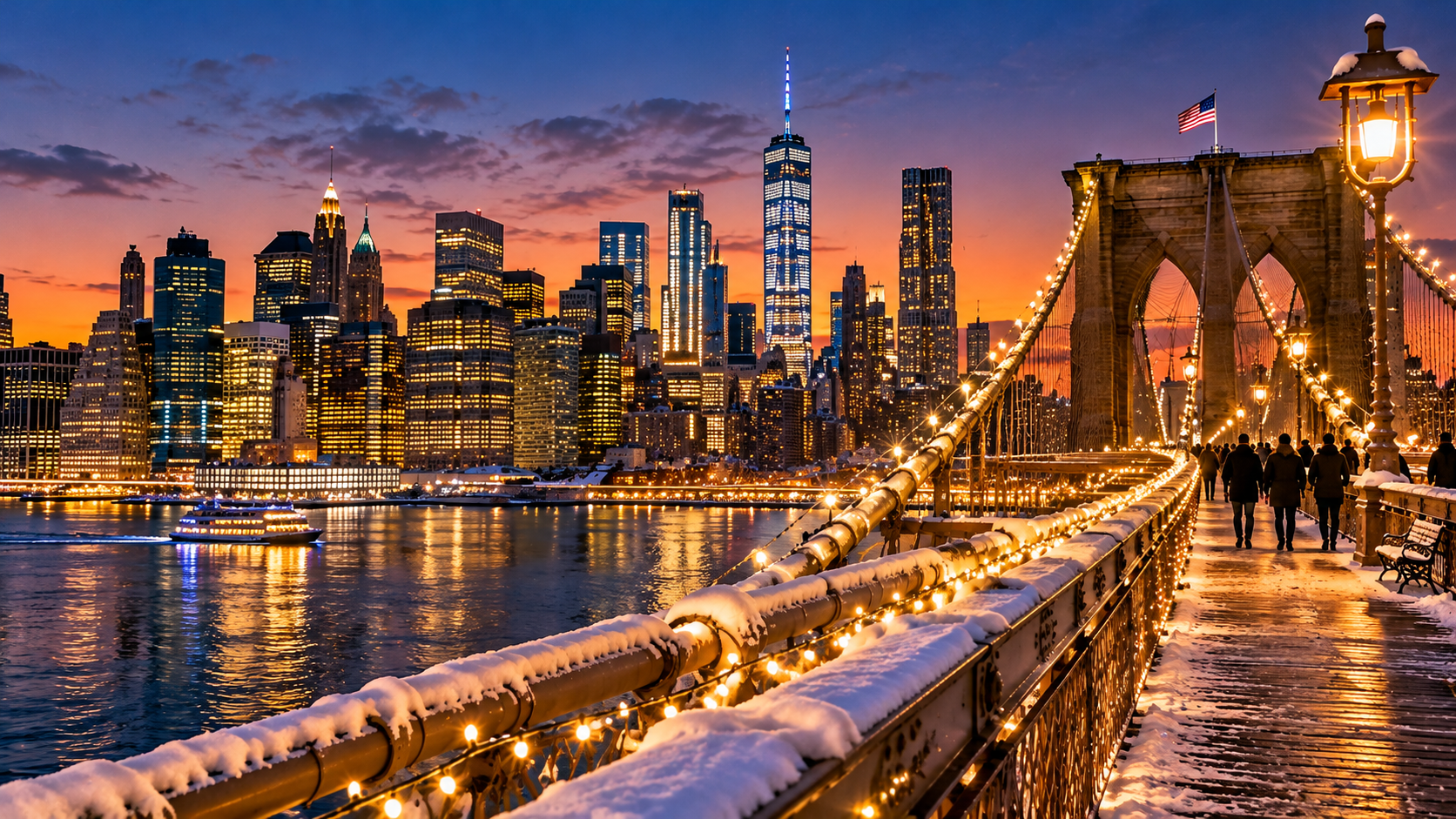 pont de brooklyn sous la neige