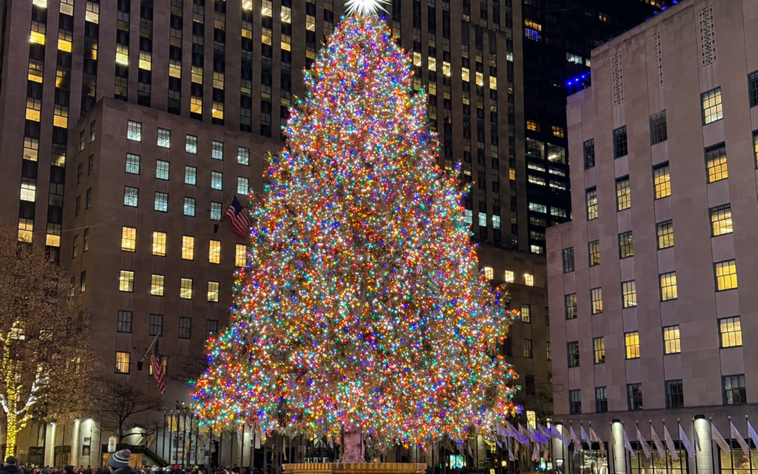 sapin de noël illuminé au cœur de la ville