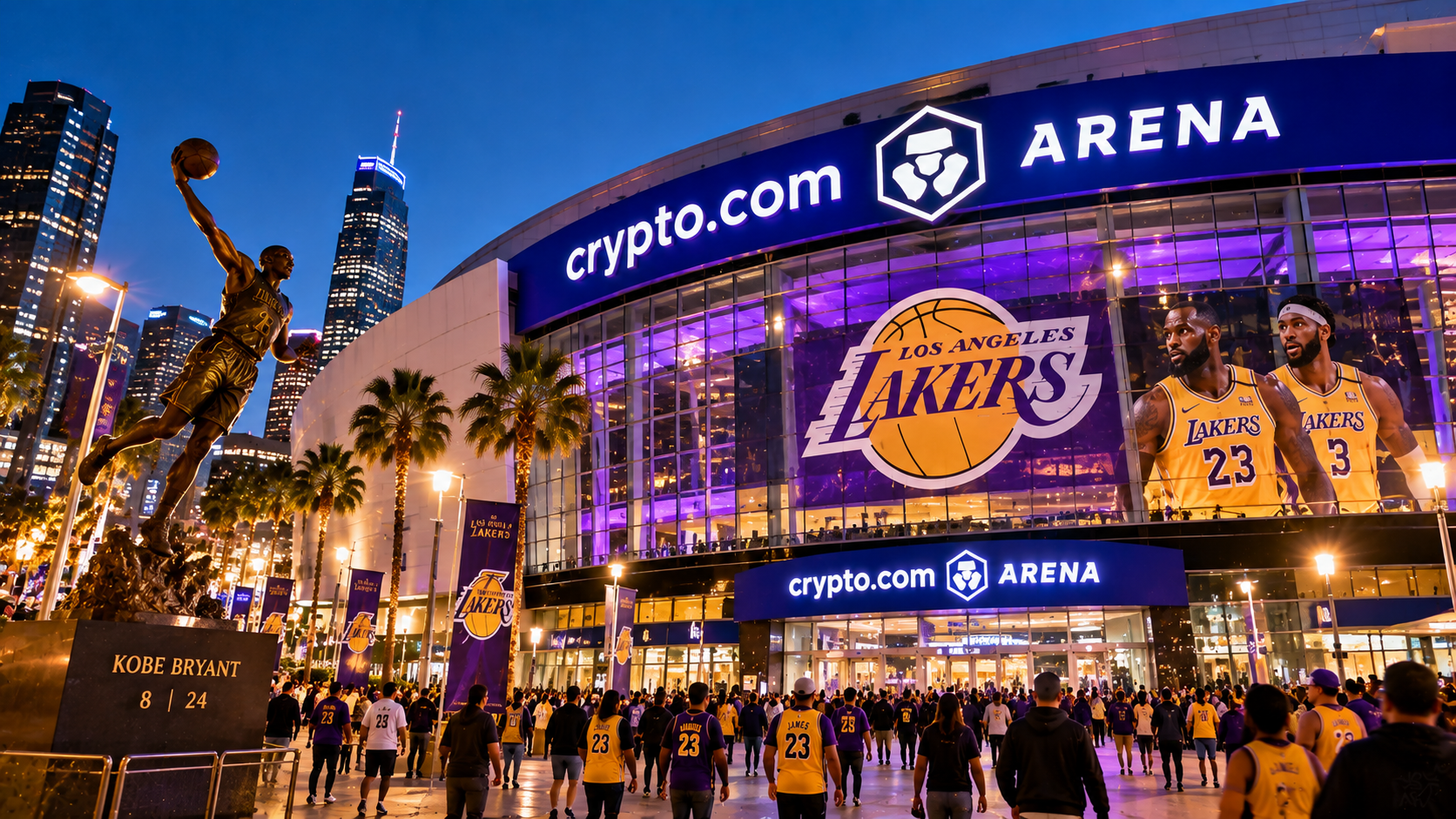 soirée lakers devant la crypto.com arena